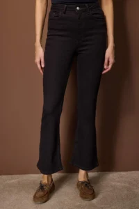 TRENDYOLMİLLA Brown High Waist comfort/Flexible Crop Flare jeans - Image 3