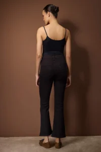 TRENDYOLMİLLA Brown High Waist comfort/Flexible Crop Flare jeans - Image 4