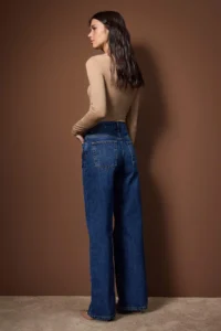 TRENDYOLMİLLA Mavi High Waist Asymmetric Closure Waist Detailed Wide Leg jeans - Image 4