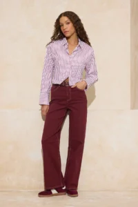 TRENDYOLMİLLA Burgundy High Waist Wide Leg comfort/Flexible Wide Leg jeans