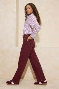 TRENDYOLMİLLA Burgundy High Waist Wide Leg comfort/Flexible Wide Leg jeans - Image 2