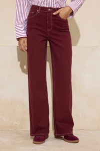 TRENDYOLMİLLA Burgundy High Waist Wide Leg comfort/Flexible Wide Leg jeans - Image 3