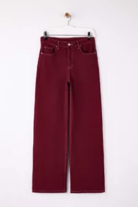 TRENDYOLMİLLA Burgundy High Waist Wide Leg comfort/Flexible Wide Leg jeans - Image 5