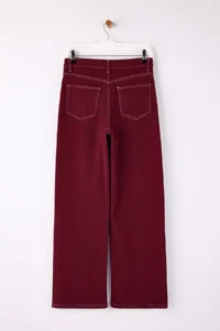 TRENDYOLMİLLA Burgundy High Waist Wide Leg comfort/Flexible Wide Leg jeans - Image 6