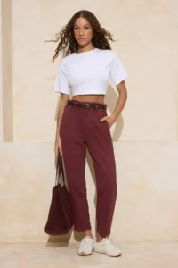 TRENDYOLMİLLA Burgundy Arched High Waist barrel jeans