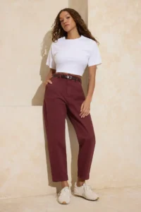 TRENDYOLMİLLA Burgundy Arched High Waist barrel jeans - Image 2