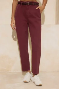TRENDYOLMİLLA Burgundy Arched High Waist barrel jeans - Image 3