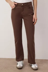 TRENDYOLMİLLA Brown High Waist comfort/Flexible Straight jeans - Image 3
