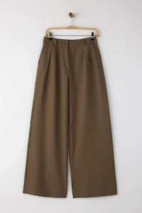 TRENDYOLMİLLA Brown Thin Flowy Soft Touch 100% Cotton Wide Leg/Wide Leg Pants - Image 5