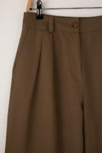 TRENDYOLMİLLA Brown Thin Flowy Soft Touch 100% Cotton Wide Leg/Wide Leg Pants - Image 6