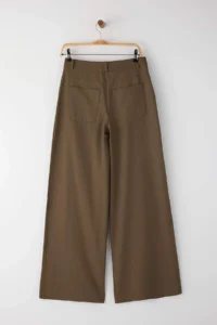 TRENDYOLMİLLA Brown Thin Flowy Soft Touch 100% Cotton Wide Leg/Wide Leg Pants - Image 7