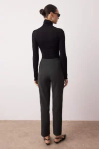 TRENDYOLMİLLA Anthracite Cigarette Pattern Pensli High Waist Bilek Size Weaving Pants - Image 4