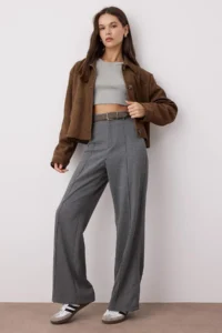 TRENDYOLMİLLA Wardrobe Essentials – Anthracite Straight Flexible Knitting Pants | - Image 2