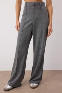 TRENDYOLMİLLA Wardrobe Essentials – Anthracite Straight Flexible Knitting Pants | - Image 3