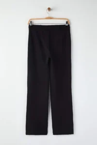 TRENDYOLMİLLA Black Thick Flexible Material Straight/Plain Cut High Waist Ribbed Stitched Pants - Image 6