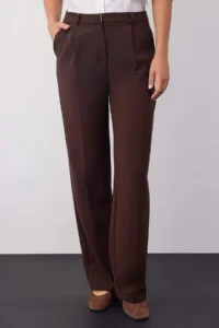 TRENDYOLMİLLA Wardrobe Essentials Dark Brown Internal Waist Adjustable Wide Leg Pants | - Image 4