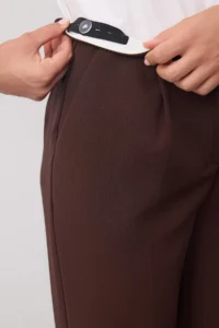TRENDYOLMİLLA Wardrobe Essentials Dark Brown Internal Waist Adjustable Wide Leg Pants | - Image 5