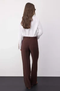 TRENDYOLMİLLA Wardrobe Essentials Dark Brown Internal Waist Adjustable Wide Leg Pants | - Image 6