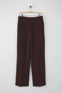 TRENDYOLMİLLA Wardrobe Essentials Dark Brown Internal Waist Adjustable Wide Leg Pants | - Image 8