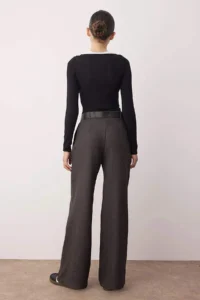 TRENDYOLMİLLA Gray Arched Wide Leg/Wide Leg Thick Dress Pants - Image 4