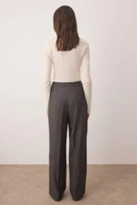 TRENDYOLMİLLA Gray Wide Leg/Wide Leg High Waist Weaving Pants - Image 4