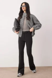 TRENDYOLMİLLA Black Wide Leg/Wide Leg Belt Detailed Crepe Flexible Knitting Pants