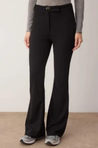 TRENDYOLMİLLA Black Wide Leg/Wide Leg Belt Detailed Crepe Flexible Knitting Pants - Image 4