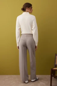 TRENDYOLMİLLA Mink Striped Piping Detailed Wide Leg/Wide Leg Pants - Image 4