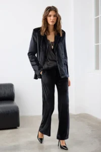 TRENDYOLMİLLA Black Velvet Wide Leg/Wide Leg  Pants
