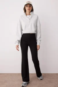 TRENDYOLMİLLA Gray Melanj- Black flared leg 2 Sets Paket Pants - Image 5