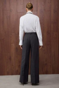 TRENDYOLMİLLA Anthracite Special Collection Plaid Wide Leg Weaving Pants - Image 4