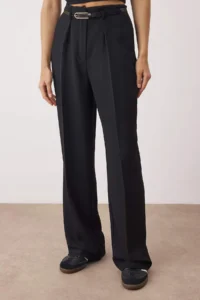 TRENDYOLMİLLA Black Arched Low Waist Wide Leg/Wide Leg Loose Dress Pants - Image 3