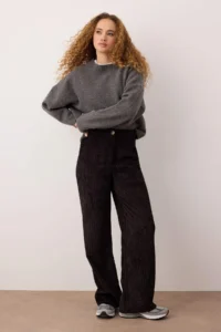 TRENDYOLMİLLA Black Velvet Wide Leg Pants