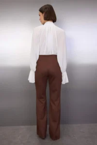 TRENDYOLMİLLA Brown Flare/flared leg Trok Detailed Knitting Suede Pants - Image 4