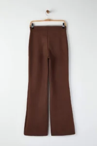 TRENDYOLMİLLA Brown Flare/flared leg Trok Detailed Knitting Suede Pants - Image 6