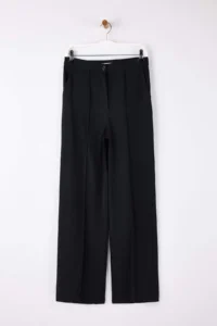 TRENDYOLMİLLA  Special Collection Draped Black ribbed Wide Leg/Wide Leg Pants - Image 5