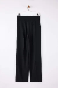 TRENDYOLMİLLA  Special Collection Draped Black ribbed Wide Leg/Wide Leg Pants - Image 6