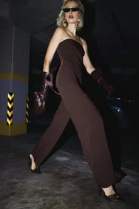 TRENDYOLMİLLA  Special Collection Draped Brown ribbed Wide Leg/Wide Leg Pants