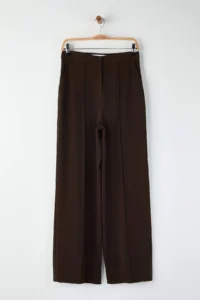 TRENDYOLMİLLA  Special Collection Draped Brown ribbed Wide Leg/Wide Leg Pants - Image 6