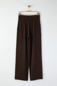TRENDYOLMİLLA  Special Collection Draped Brown ribbed Wide Leg/Wide Leg Pants - Image 8