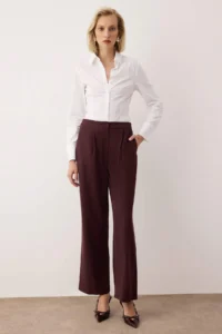TRENDYOLMİLLA  Special Collection Plum Soft Touch Wide Leg/Wide Leg Pants - Image 2