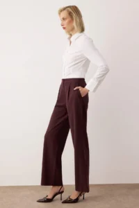 TRENDYOLMİLLA  Special Collection Plum Soft Touch Wide Leg/Wide Leg Pants - Image 3
