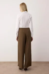 TRENDYOLMİLLA  Light Khaki Double Pleated Draped Material Extra Wide Leg Wide Leg Pants - Image 5