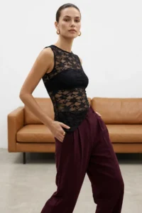 TRENDYOLMİLLA Special Collection Plum Plain Hem/Straight Weaving Soft Dress Pants - Image 2