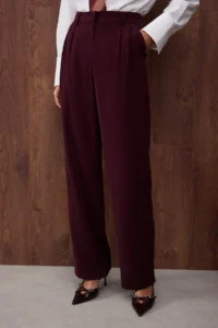 TRENDYOLMİLLA Special Collection Plum Plain Hem/Straight Weaving Soft Dress Pants - Image 5