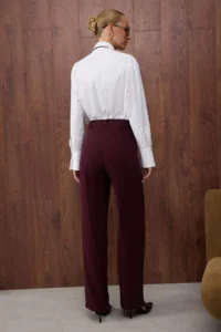 TRENDYOLMİLLA Special Collection Plum Plain Hem/Straight Weaving Soft Dress Pants - Image 6