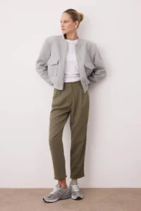 TRENDYOLMİLLA Khaki Pilili Elastic Waist Duble Hem Pants - Image 2