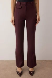 TRENDYOLMİLLA Plum Weaving Material flared leg Pants - Image 3