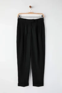 TRENDYOLMİLLA Black Pleated Pipe Both Draped High Waist Dress Pants - Image 5