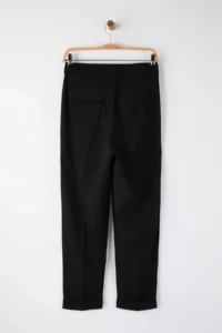 TRENDYOLMİLLA Black Pleated Pipe Both Draped High Waist Dress Pants - Image 7